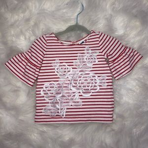 Janie & Jack Bell sleeve striped/floral/appliqué